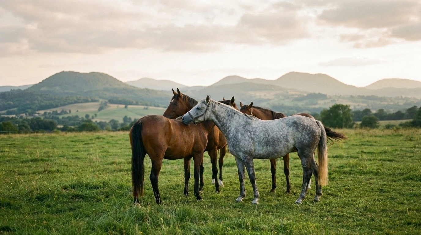 Les chevaux du Le Haras de l'Ardisiere en liberté, Puy-de-Dôme
